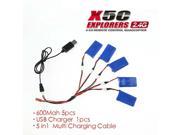 Syma x5 x5c x5A Spare Parts 600mAh Battery 5pcs set with USB Charger for syma x5 x5c x5A RC Quadcopter Toy