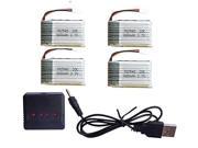 4PCS 3.7V 600mah 25C Lipo Battery with 4 in 1 X4 Battery Charger for Syma X5 X5c RC Quadcopter