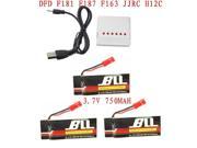 IUModel 3 pcs 3.7V 750mAh lipo battery with charger for DFD F163 F181 F187 JJRC H12C WLtoys V686 RC helicopter RC quadcopter RC drone
