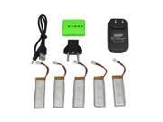 IUModel 5 Pcs 3.7V 450mah Batteries and 1 Pcs Battery Charger X5A A07 006 for Wltoys V977 V930 RC helicopter