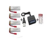IUModel 4 in1 battery charger with 4pcs 3.7V 600mah battery and 4pcs JST charging cable for UDI U817 U818A U818 RC Quadcopter