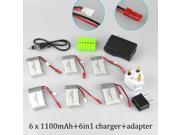 1~6 x 1100mAh Repeatable Battery 4in1 .6in1 charger adapter for JJRC H11D H11C RC Quadcopter