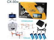 Wifi IOS Android Sync date Cheerson CX30W 2.4G 4CH 6 Axis RC Quadcopter RTF with HD camera 4pcs battery