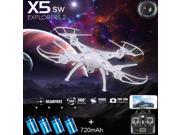 Wifi IOS Android SYNC Syma X5SW 5.8G FPV explorers 6Axis RC Drone 360 Eversion Quadcopter RTF 2MP Camera with 4Pcs 720mAh battery