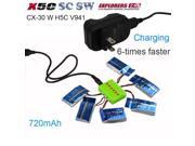 6in1 720mAh Li po battery adapter kits 6times charging speed for Syma X5C X5SC X5SW JJRC H5C CX 30W V943