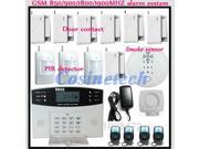 drop shipping Kit Police siren Smoke Sensor PIR detector Home office shop SMS Auto dial home security quad band GSM Alarm System
