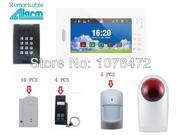 CHUANGO STYLE 7 inch Touch screen wireless Home security SMS GSM larm system smart sensor password keypad strobe siren