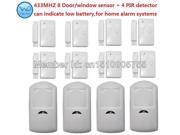 433MHZ 8 Door Window gap Sensor 4 PIR detector for alarm system PIR sensor Door contact magnetic sensor for alarm panel