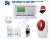Smart burglar alarm panel kit loud wireless strobe siren GSM850 900 1800 1900Mhz home security touch keypad GSM alarm system