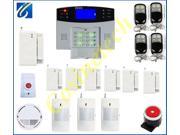 LCD display 7 wired and 99 wireless defense zones wireless quad band gsm alarm system with multi language for selection