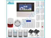 Smart home security 7 inch touch screen PSTN GSM alarm system LCD external keypad doorbell panic button burglar alarm system