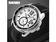 2016 SKMEI Brand Men s Quartz Watch Men Genuine Leather Fashion Casual Watches Relojes Date Relogio Masculino Wristwatches 1135