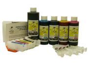 InkOwl® 5 Refillable Cartridges for EPSON Expression Premium XP 520 XP 600 XP 610 XP 620 XP 800 XP 810 XP 820 250ml pigment black 120ml color USA mad