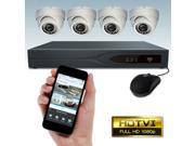 Dripstone 8 Channel 1080p TVI DVR Security System with 4x 1080p HD Dome Camera 3.6mm Lens 65FT Night Vision With 1TB Hard Drive IP66 Weatherproof