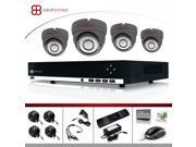 8 Channel 960H DVR Kit with 4x 1200TVL Dome Security Camera HDMI VGA 8CH Gray