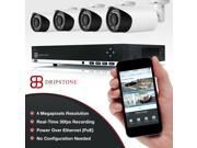 Dripstone 4 Megapixel 4MP 4 Channel PoE NVR Network Video Recorder with 4 x 4MP 2.8 12mm Electric Motor Lens IP Bullet Camera Kit Easy Setup with Remote Viewi