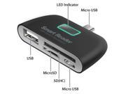 Micro USB OTG Adapter 4 in 1 Micro USB OTG TF SD Smart Card Reader Adapter with Micro USB Charging Port Card Reader 4 in Charging Port for Android Smartphone Ta