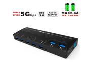 Wavlink 7 Port USB 3.0 Hub supports BC2.1 Battery Charging Specification super speed up to 5Gbps MAX 1.5A fast charge Powered USB 3.0 Hub extension Charger s