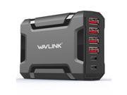 Wavlink 60W 12A Transformers Design 6 Port USB C Quickly Charge Desktop Charger Station Multi Port 2 USB C 4USB Adapter for Nexus 5X Nexus 6P and USB for iP