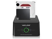 Wavlink USB 3.0 Dual Bay SATA External Hard Drive Docking Station for 2.5 Inch and 3.5 Inch HDD SSD Support Offline Clone Backup Functions Black