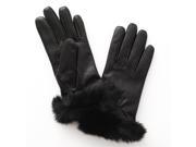 Glove.ly Women s Leather Touch Screen Glove Rabbit Fur Extra Large Black
