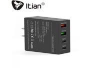 Itian K3 4 Port Type C USB Smart Quick Charger Travel Wall Charger Station Cable
