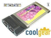 Coolgear 2 Port Cardbus PCMCIA 1394 FireWire Adapter OEM