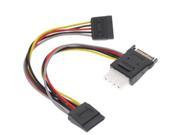 SATA Power Splitter Cable with Molex 4 Pin Outptu and Dual 15 pin Sata Output 7 inch cables