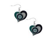 MLB Seattle Mariners Team logo Swirl Heart Dangle Earring Charm Gift Set