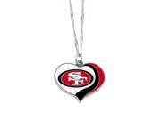 San Francisco 49ers NFL Glitter Heart Necklace Charm Gift