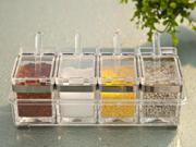 Kitchen Acrylic Spice Storage Food Seasoning Transparent 4 Box Set
