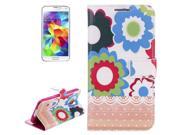Flower Protective Leather Case with Card Slots Holder Galaxy S5 G900