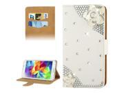 Galaxy S5 G900 Flowers Diamond Encrusted Leather Case with Card Slots Holder
