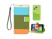 Colorful Stripe Pattern Magnetic Buckle Leather Case with Credit Card Slots Holder Lanyard for Samsung Galaxy S5 i9600