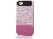 i Glow Series Flowery Pattern Plastic TPU Combination Case for iPhone 5 5S Magenta