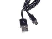 Spring Coiled USB 2.0 Male A to Mini USB B 5 Pin Data Sync Charger Cable Length 1M