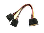 SATA 15 Pin Male to 2 x 15 Pin Female Power Extension Cable Length 15CM