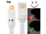 Smile Pattern Noodle Style Lightning 8 Pin USB Sync Data Charging Cable for iPhone 5 iPad mini mini 2 Retina iPad 4 iPod touch 5 Length 1m Support iOS