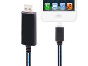 Blue Visible Light USB Sync Data Charging Cable for iPhone 5 iPad mini mini 2 Retina iPod Touch 5 Color Black Length 80cm