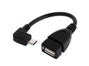 90 Degree Micro USB Male to USB 2.0 AF Adapter Cable with OTG Function Length 13cm