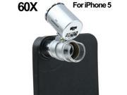 60X Zoom Mobile Cell Phone Portable Microscope with Flash Light Back Cover for iPhone 5 5S