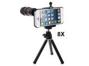 8X Optical Zoom Mobile Phone Telescope Lens with Tripod Plastic Case for iPhone 5