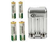 2x AA 3000MAH 2x 1350MAH AAA 1.2V NIMH Rechargeable Batteries US Standard Charger Set BTY 809