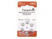 6pcs TangsFire 1.4V A312 Hearing Aid Zinc Air Batteries Silver