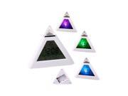 7 LED Color Pyramid Digital LCD Alarm Clock Thermometer