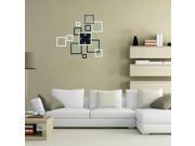 Silver 3D Home Modern Decoration Square Mirror Wall Clock
