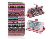 Red Ethnic Style Pattern Purse Style TPU Leather Case with Card Slot for iPhone 5 5S