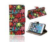 Colored Baby Elephant Pattern Protective Leather Case for iPhone 6 Plus