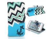 Machete and Stripe Pattern Purse Style TPU Leather Case with Card Slot for iPhone 5 5S Blue