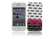 Transparent Side TPU Protective Case with Bowknot Beard Pattern for iPhone 4 4S